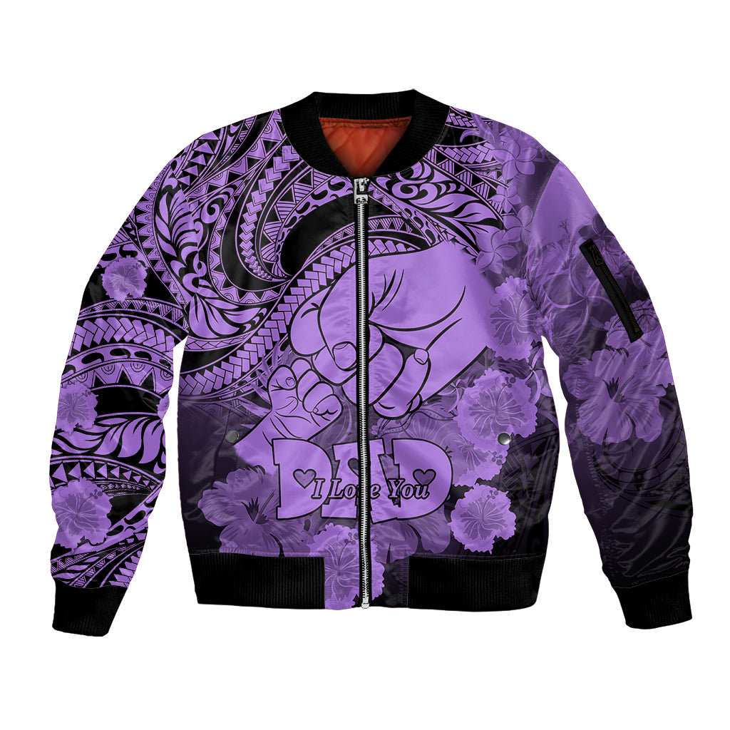 Polynesian Pride Happy Father Day Sleeve Zip Bomber Jacket I Love You Dad - Polynesian Tribal Purple LT9 Unisex Purple - Polynesian Pride