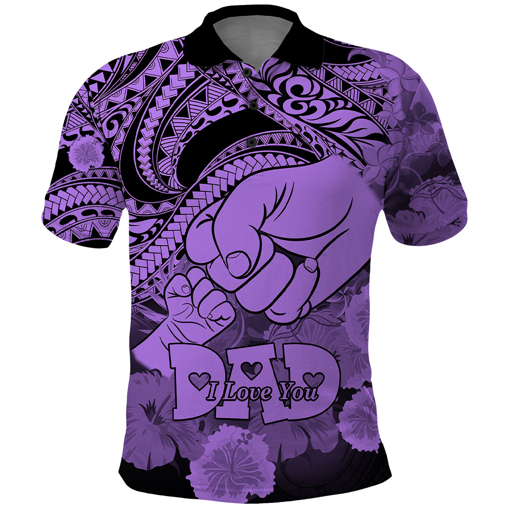 Custom Polynesian Pride Happy Father Day Polo Shirt I Love You Dad Polynesian Tribal Purple LT9 Purple - Polynesian Pride