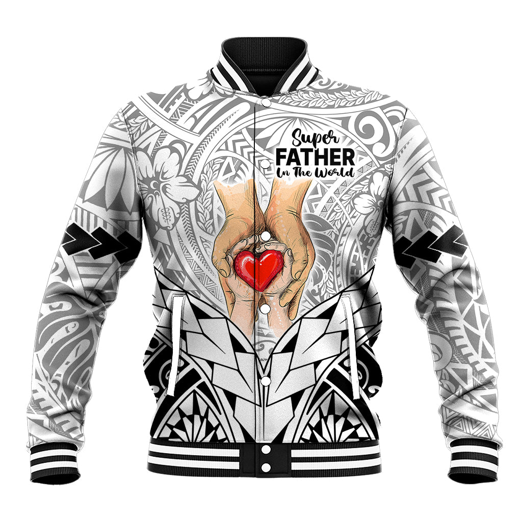 Polynesian Father's Day Gift For Dad Baseball Jacket Super Father In The World - Black Polynesian Pattern LT9 Unisex Black - Polynesian Pride