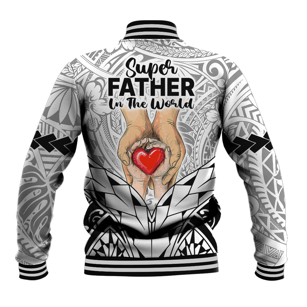 Polynesian Father's Day Gift For Dad Baseball Jacket Super Father In The World - Black Polynesian Pattern LT9 - Polynesian Pride