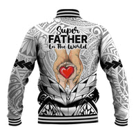 Polynesian Father's Day Gift For Dad Baseball Jacket Super Father In The World - Black Polynesian Pattern LT9 - Polynesian Pride