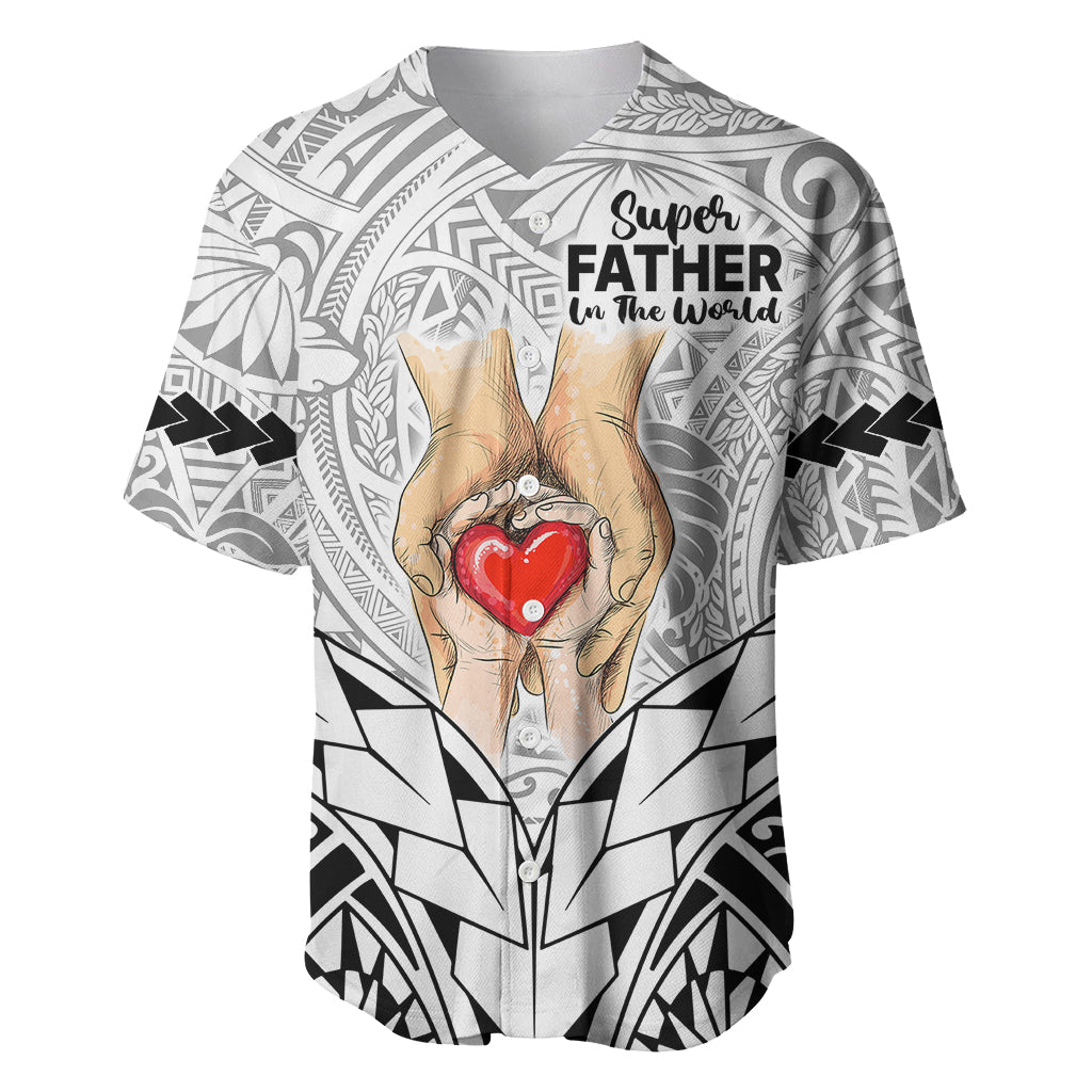 Polynesian Father's Day Gift For Dad Baseball Jersey Super Father In The World - Black Polynesian Pattern LT9 Black - Polynesian Pride