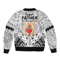 Polynesian Father's Day Gift For Dad Bomber Jacket Super Father In The World - Black Polynesian Pattern LT9 - Polynesian Pride