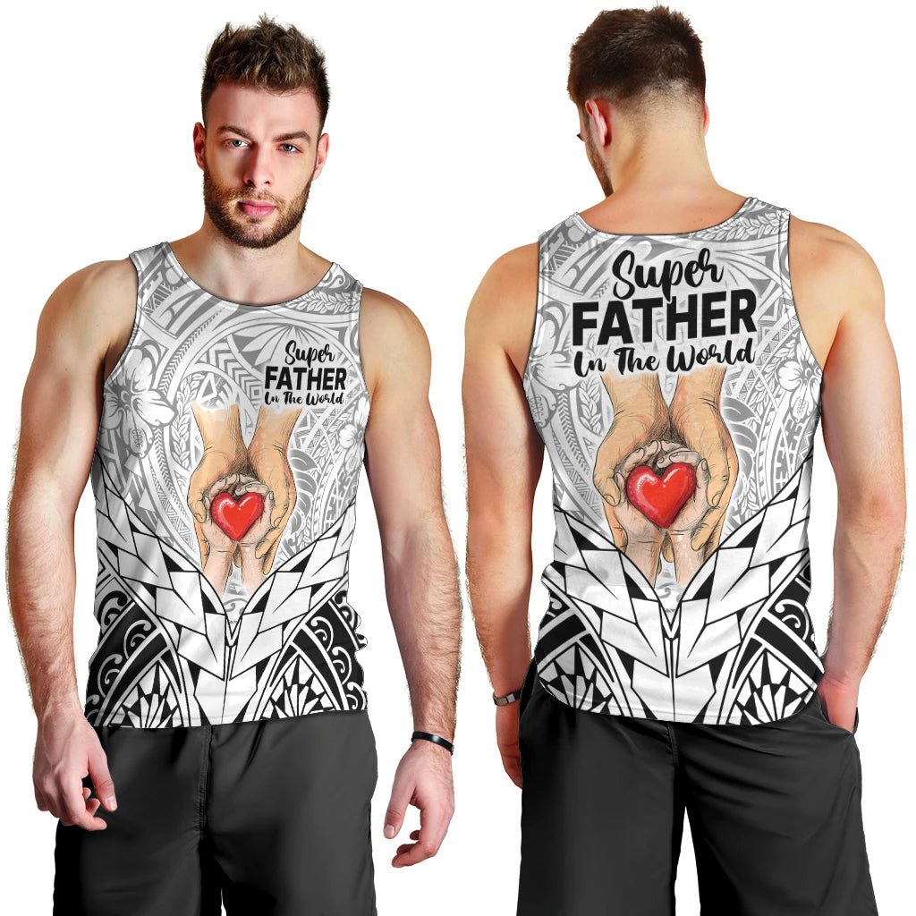 Polynesian Father's Day Gift For Dad Men Tank Top Super Father In The World - Black Polynesian Pattern LT9 - Polynesian Pride