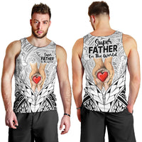 Polynesian Father's Day Gift For Dad Men Tank Top Super Father In The World - Black Polynesian Pattern LT9 - Polynesian Pride