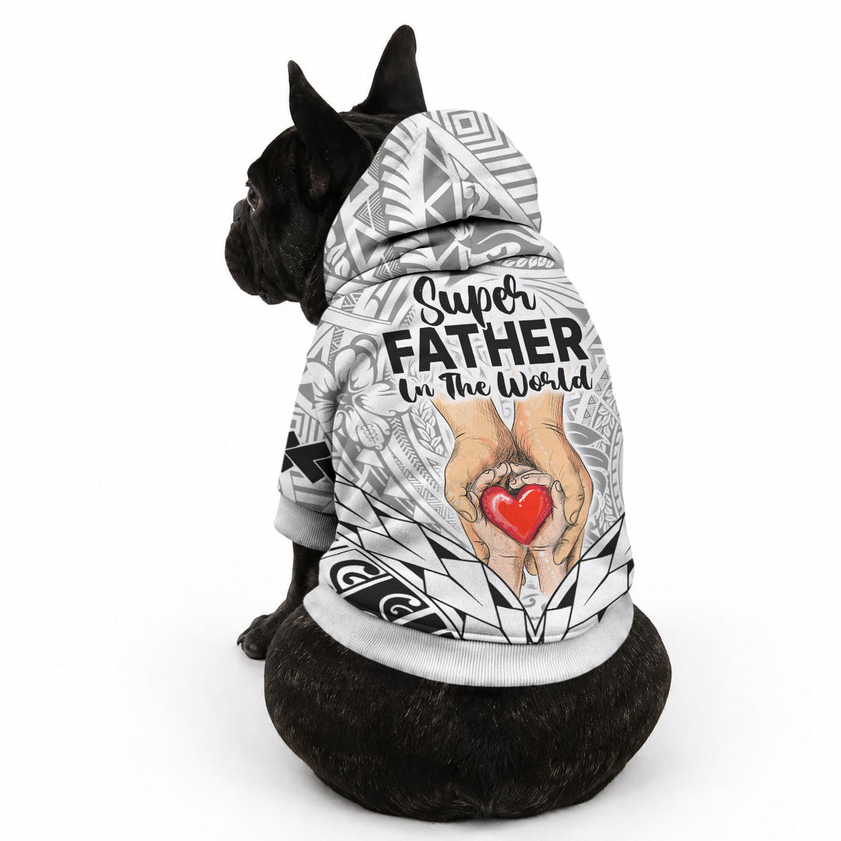 Polynesian Father's Day Gift For Dad Pet Hoodie Super Father In The World - Black Polynesian Pattern LT9 - Polynesian Pride