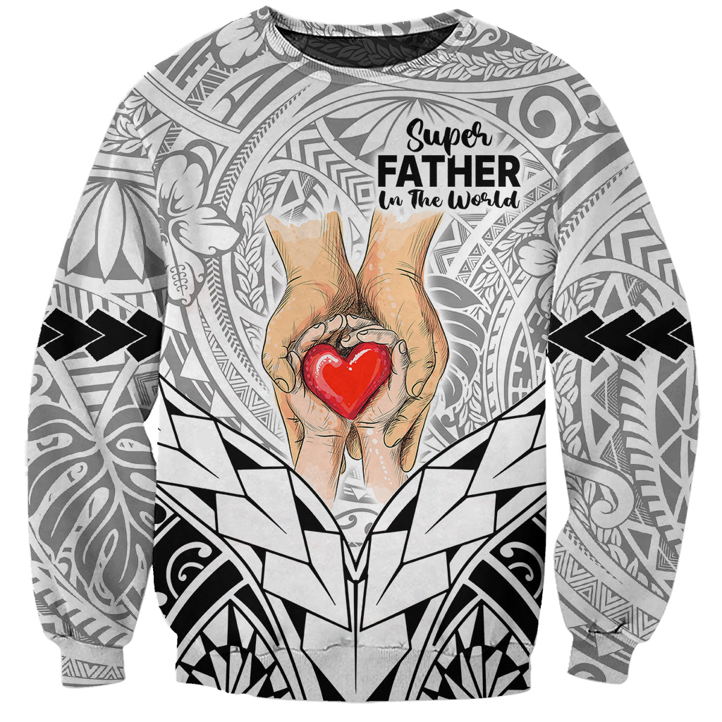 Polynesian Father's Day Gift For Dad Sweatshirt Super Father In The World - Black Polynesian Pattern LT9 Unisex Black - Polynesian Pride