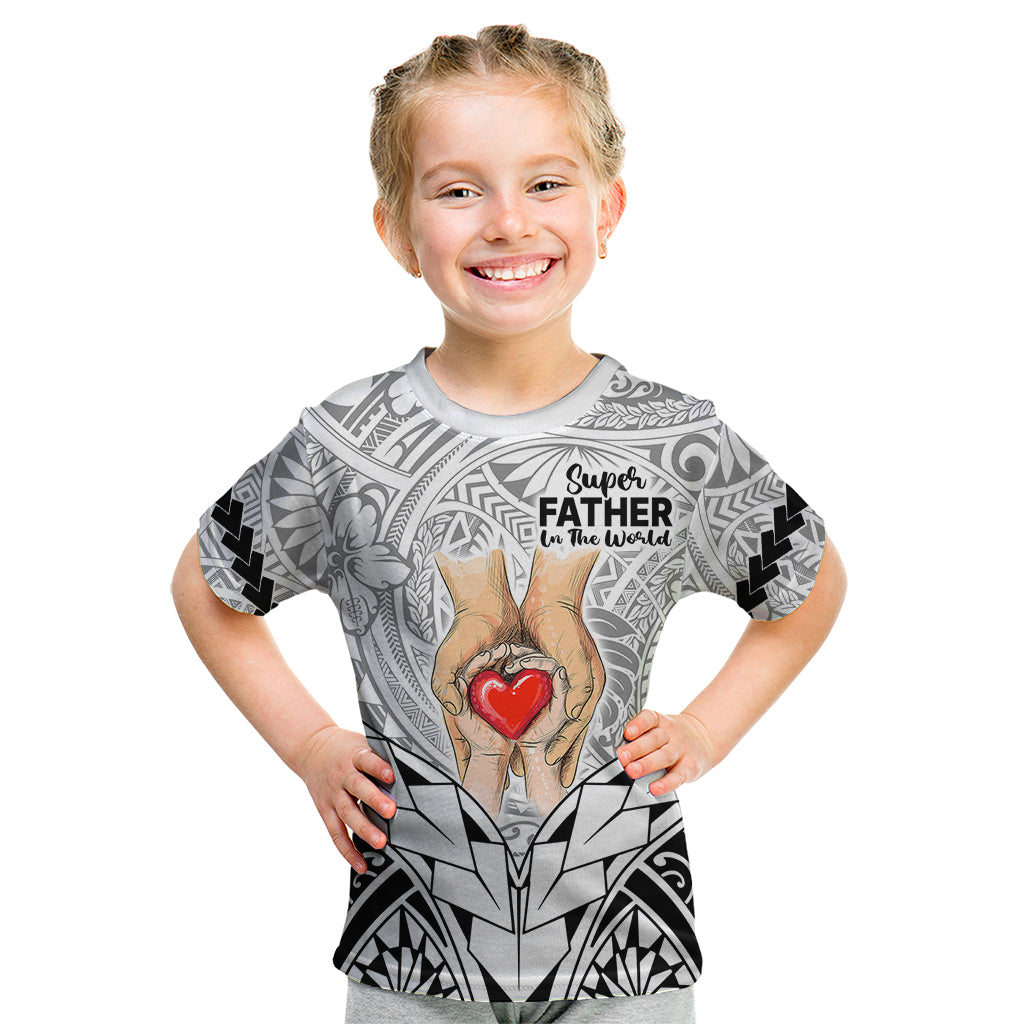 Personalised Polynesian Father's Day Gift For Dad Kid T Shirt Super Father In The World - Black Polynesian Pattern LT9 Black - Polynesian Pride