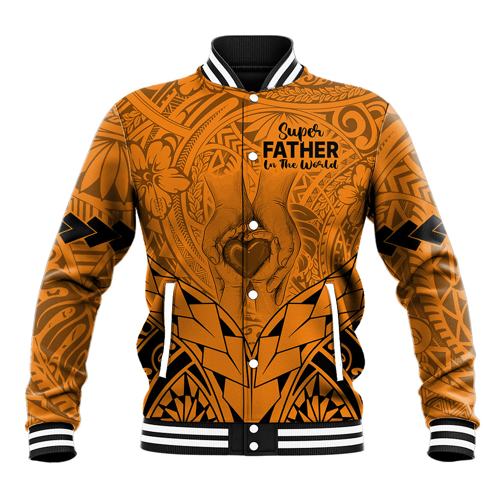 Polynesian Father's Day Gift For Dad Baseball Jacket Super Father In The World - Gold Polynesian Pattern LT9 Unisex Gold - Polynesian Pride