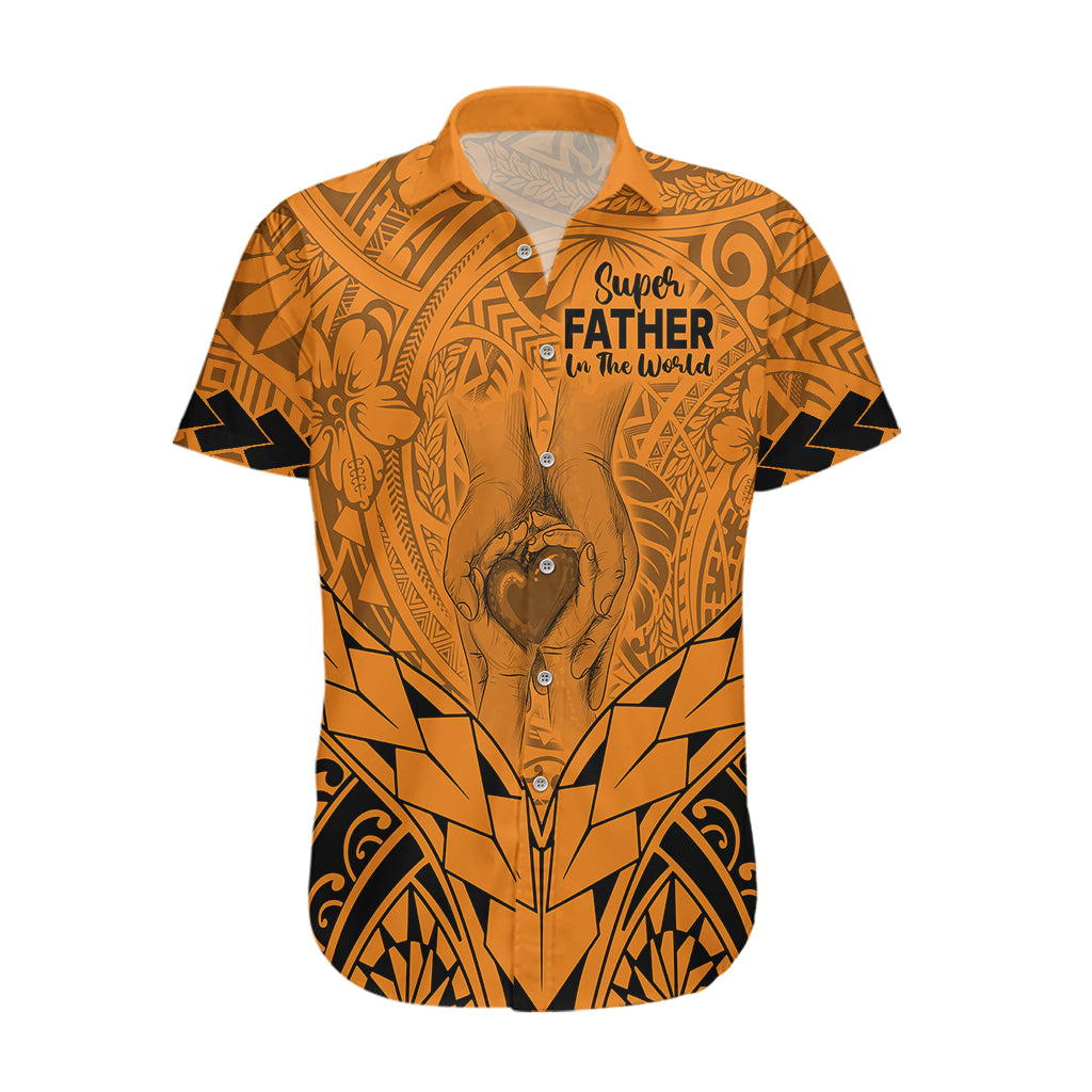 Polynesian Father's Day Gift For Dad Hawaiian Shirt Super Father In The World - Gold Polynesian Pattern LT9 Gold - Polynesian Pride