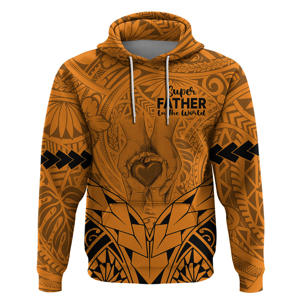 Polynesian Fathers Day Gift For Dad Hoodie Super Father In The World Gold Polynesian Pattern LT9 Gold - Polynesian Pride