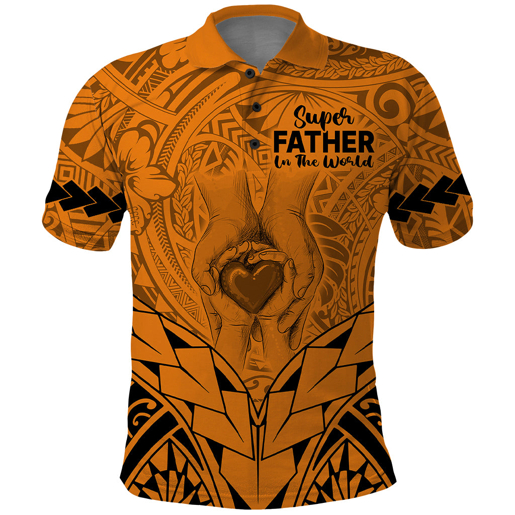 Polynesian Fathers Day Gift For Dad Polo Shirt Super Father In The World Gold Polynesian Pattern LT9 Gold - Polynesian Pride