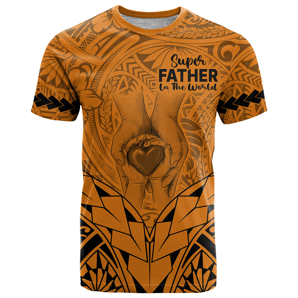 Polynesian Fathers Day Gift For Dad T Shirt Super Father In The World Gold Polynesian Pattern LT9 Gold - Polynesian Pride