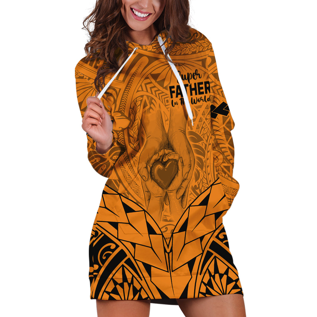 Personalised Polynesian Father's Day Gift For Dad Hoodie Dress Super Father In The World - Gold Polynesian Pattern LT9 Gold - Polynesian Pride