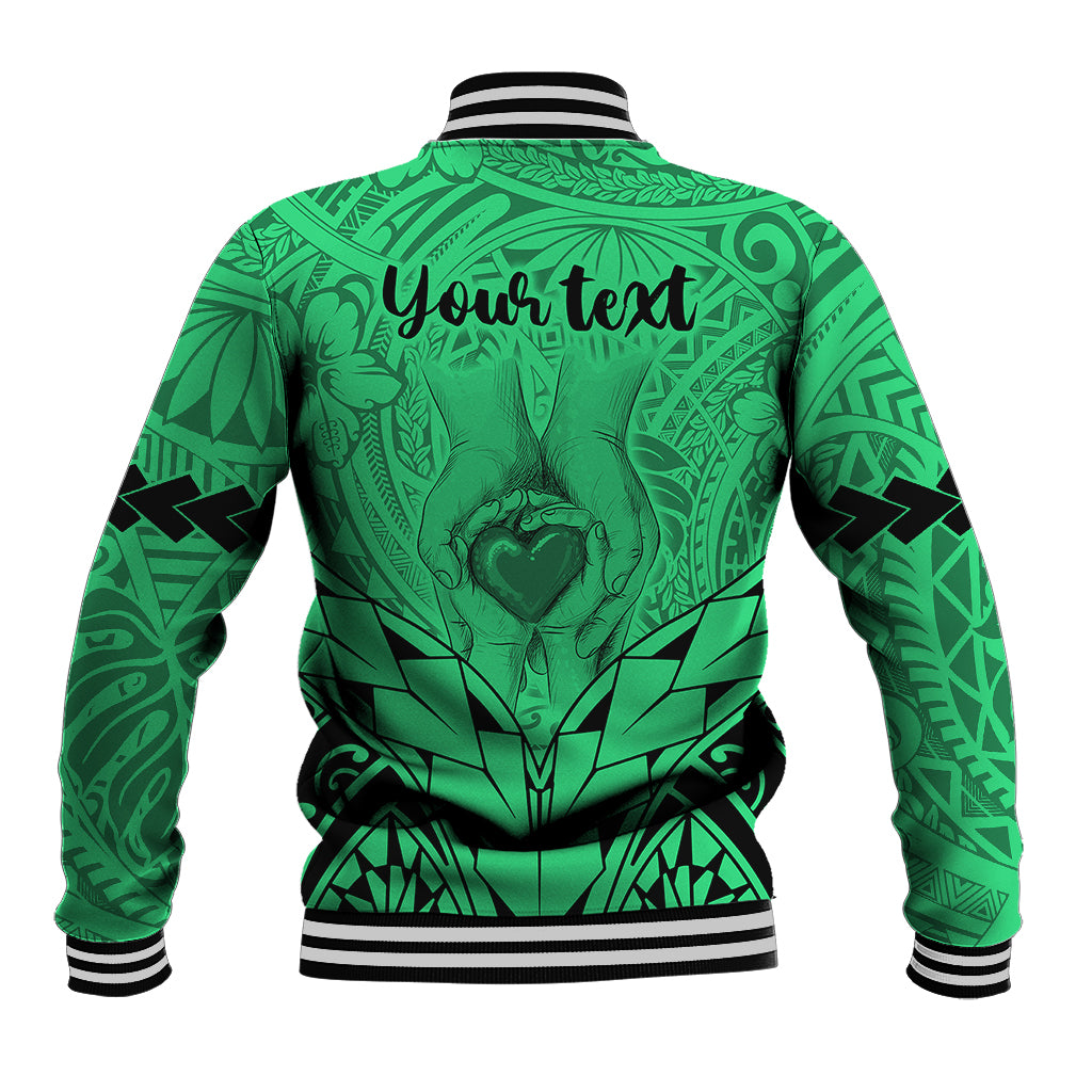 Personalised Polynesian Father's Day Gift For Dad Baseball Jacket Super Father In The World - Green Polynesian Pattern LT9 - Polynesian Pride