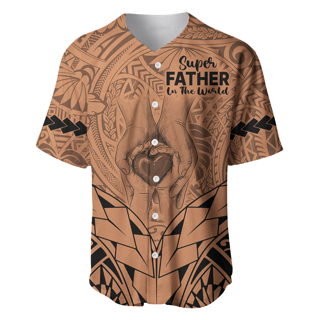 Polynesian Father's Day Gift For Dad Baseball Jersey Super Father In The World - Nude Polynesian Pattern LT9 Nude - Polynesian Pride