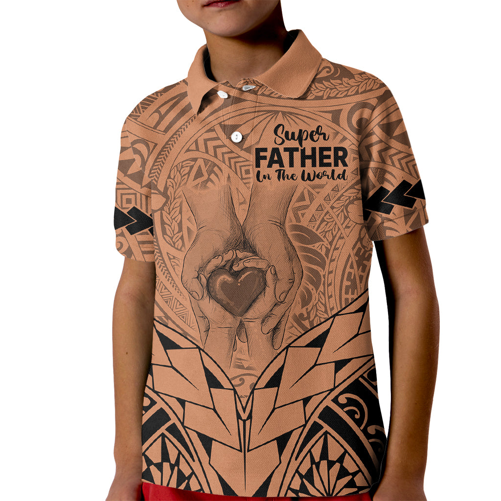 Polynesian Father's Day Gift For Dad Kid Polo Shirt Super Father In The World - Nude Polynesian Pattern LT9 Kid Nude - Polynesian Pride