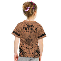 Polynesian Father's Day Gift For Dad Kid T Shirt Super Father In The World - Nude Polynesian Pattern LT9 - Polynesian Pride