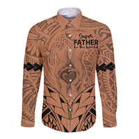 Polynesian Father's Day Gift For Dad Long Sleeve Button Shirt Super Father In The World - Nude Polynesian Pattern LT9 Unisex Nude - Polynesian Pride