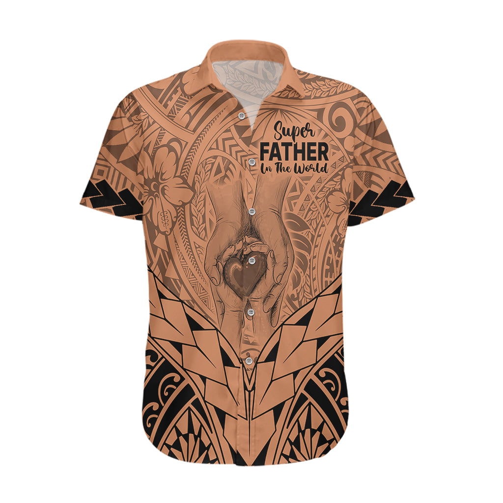 Personalised Polynesian Father's Day Gift For Dad Hawaiian Shirt Super Father In The World - Nude Polynesian Pattern LT9 Nude - Polynesian Pride