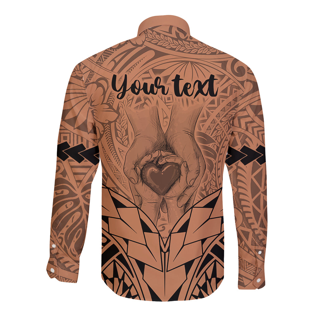 Personalised Polynesian Father's Day Gift For Dad Long Sleeve Button Shirt Super Father In The World - Nude Polynesian Pattern LT9 - Polynesian Pride