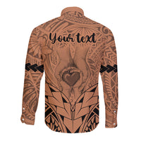Personalised Polynesian Father's Day Gift For Dad Long Sleeve Button Shirt Super Father In The World - Nude Polynesian Pattern LT9 - Polynesian Pride
