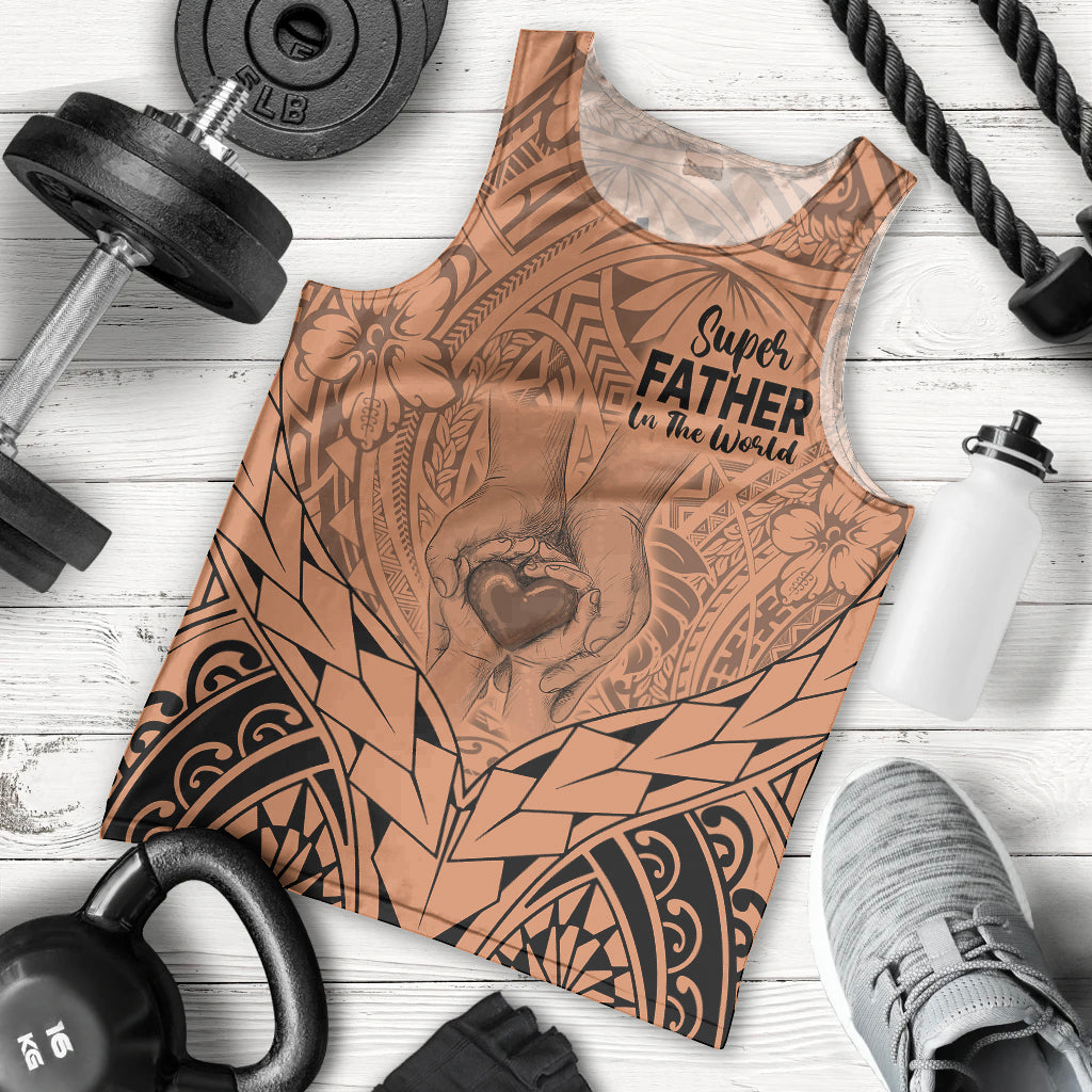 Personalised Polynesian Father's Day Gift For Dad Men Tank Top Super Father In The World - Nude Polynesian Pattern LT9 Nude - Polynesian Pride