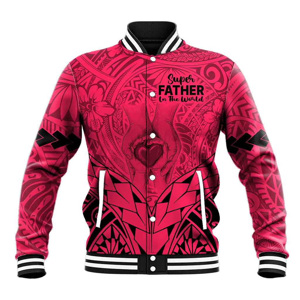 Polynesian Father's Day Gift For Dad Baseball Jacket Super Father In The World - Pink Polynesian Pattern LT9 Unisex Pink - Polynesian Pride