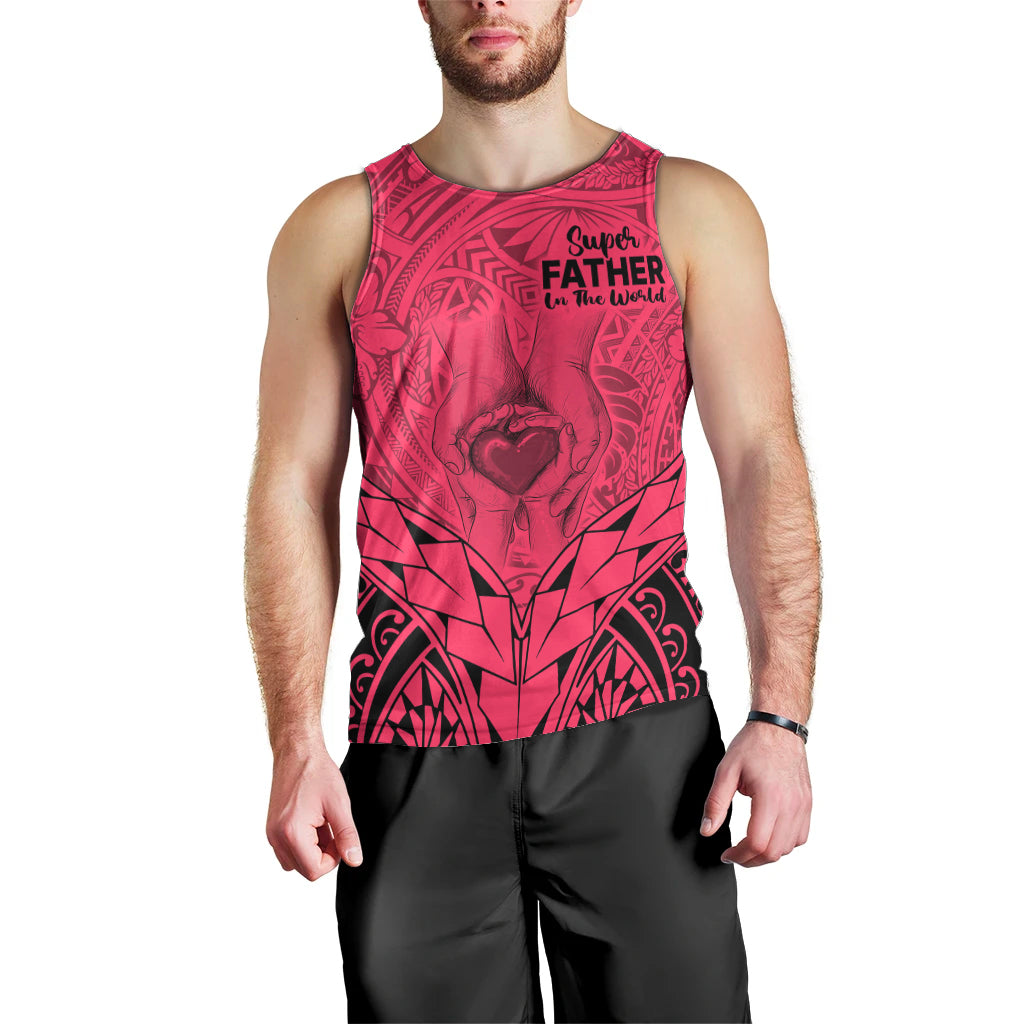 Polynesian Father's Day Gift For Dad Men Tank Top Super Father In The World - Pink Polynesian Pattern LT9 - Polynesian Pride