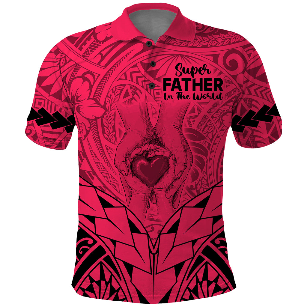 Polynesian Fathers Day Gift For Dad Polo Shirt Super Father In The World Pink Polynesian Pattern LT9 Pink - Polynesian Pride