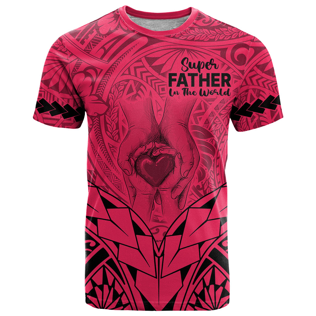 Polynesian Fathers Day Gift For Dad T Shirt Super Father In The World Pink Polynesian Pattern LT9 Pink - Polynesian Pride