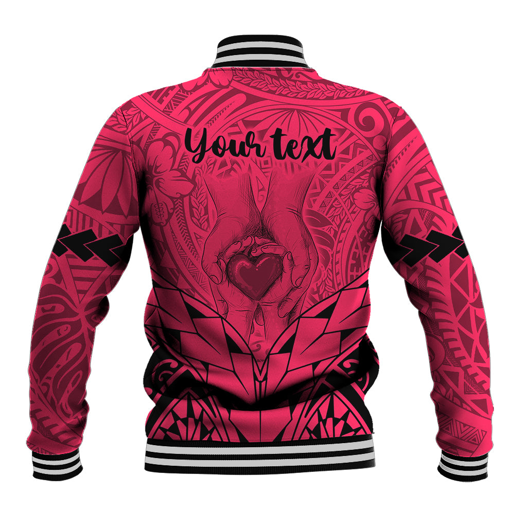 Personalised Polynesian Father's Day Gift For Dad Baseball Jacket Super Father In The World - Pink Polynesian Pattern LT9 - Polynesian Pride