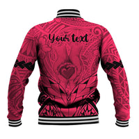 Personalised Polynesian Father's Day Gift For Dad Baseball Jacket Super Father In The World - Pink Polynesian Pattern LT9 - Polynesian Pride