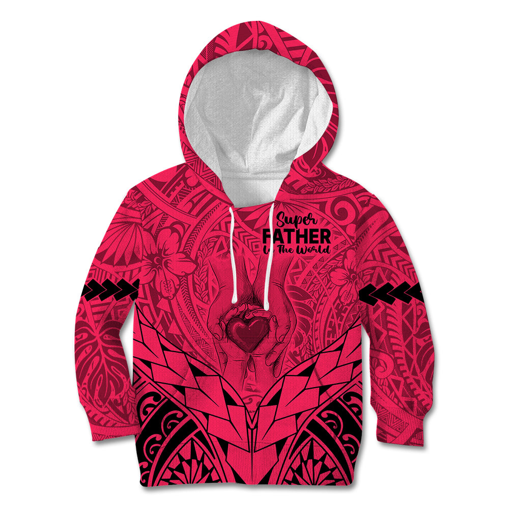 Personalised Polynesian Father's Day Gift For Dad Kid Hoodie Super Father In The World - Pink Polynesian Pattern LT9 Hoodie Pink - Polynesian Pride