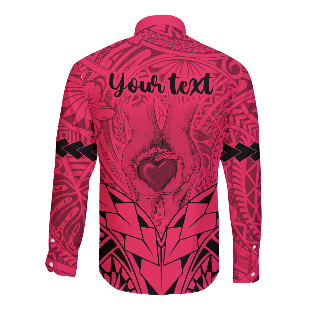 Personalised Polynesian Father's Day Gift For Dad Long Sleeve Button Shirt Super Father In The World - Pink Polynesian Pattern LT9 - Polynesian Pride