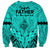 Polynesian Father's Day Gift For Dad Sweatshirt Super Father In The World - Turquoise Polynesian Pattern LT9 - Polynesian Pride