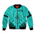 Personalised Polynesian Father's Day Gift For Dad Sleeve Zip Bomber Jacket Super Father In The World - Turquoise Polynesian Pattern LT9 Unisex Turquoise - Polynesian Pride