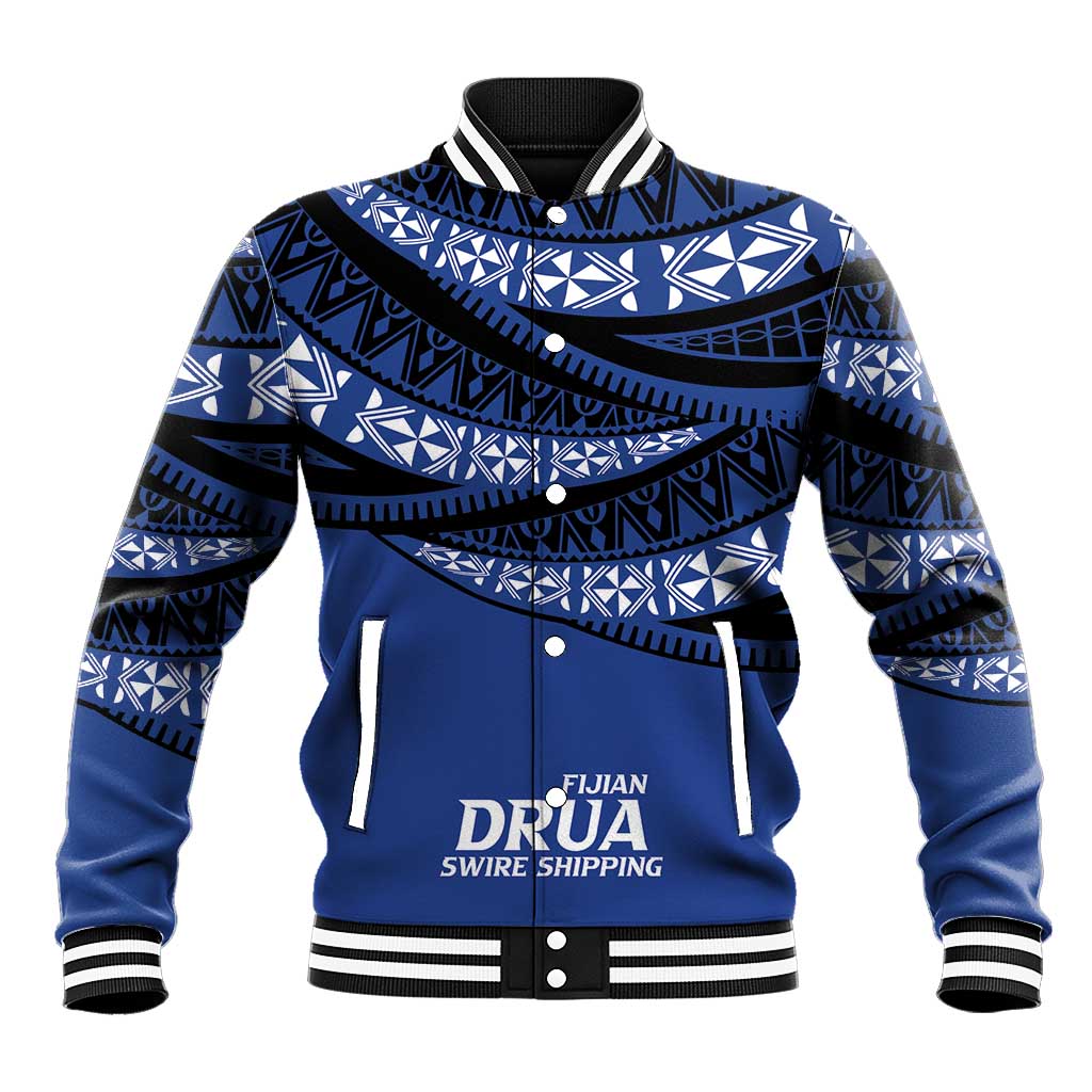 Fiji Rugby Pacific Custom Baseball Jacket Pasifika Tapa Pattern LT9 Unisex Blue - Polynesian Pride