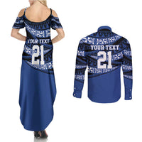 Fiji Rugby Pacific Custom Couples Matching Summer Maxi Dress and Long Sleeve Button Shirt Pasifika Tapa Pattern LT9 - Polynesian Pride