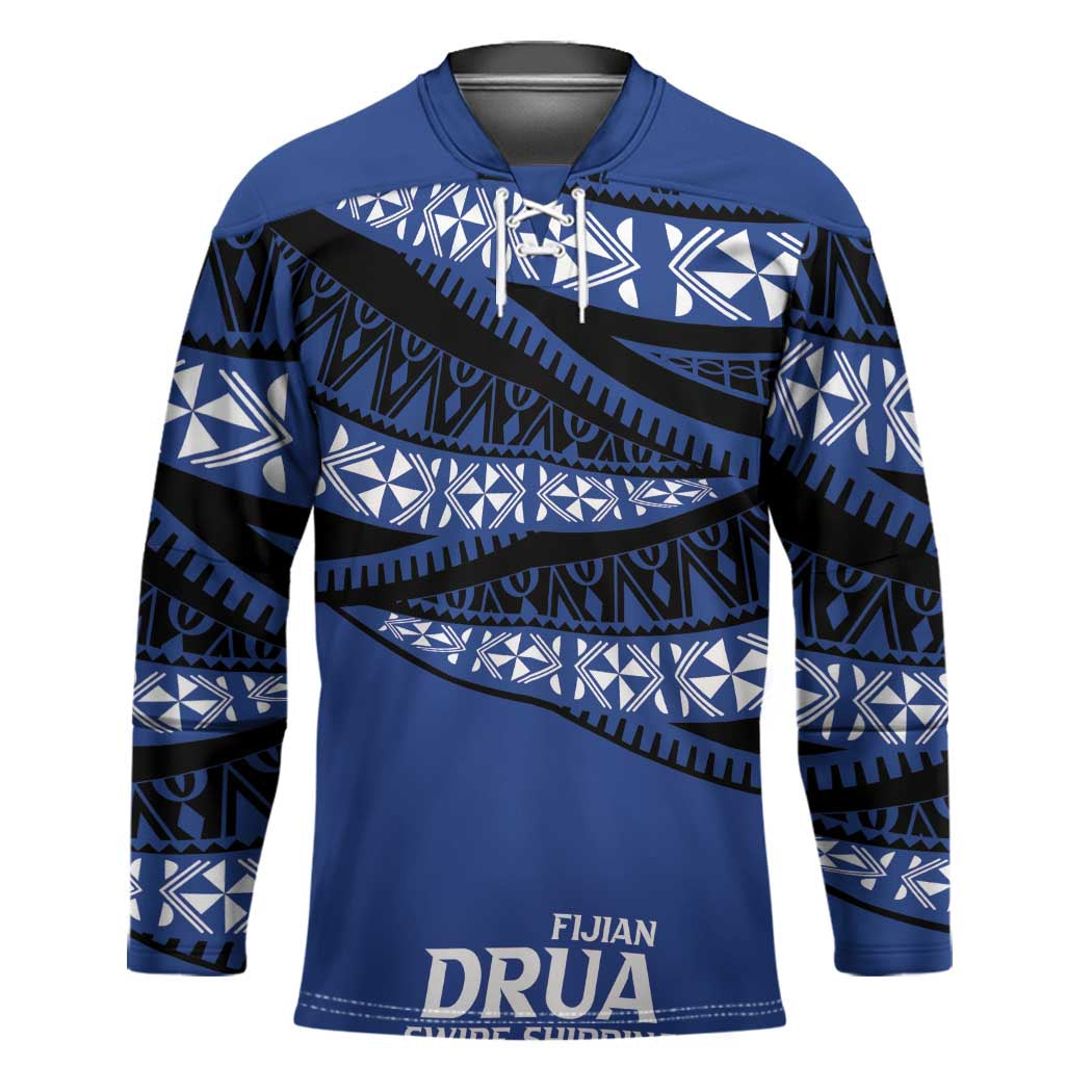 Fiji Rugby Pacific Custom Hockey Jersey Pasifika Tapa Pattern LT9 Unisex Blue - Polynesian Pride