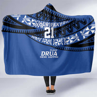 Fiji Rugby Pacific Custom Hooded Blanket Pasifika Tapa Pattern LT9 One Size Blue - Polynesian Pride