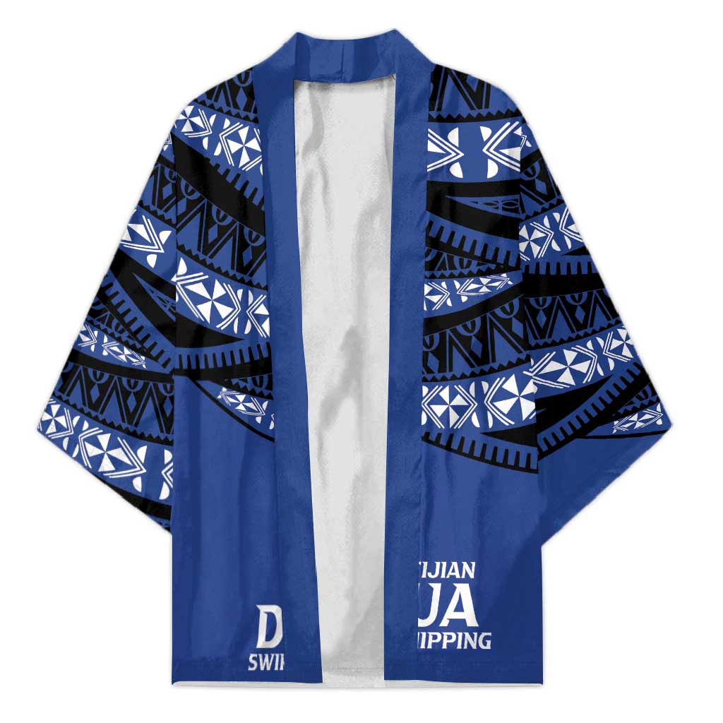 Fiji Rugby Pacific Custom Kimono Pasifika Tapa Pattern LT9 Unisex Blue - Polynesian Pride