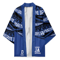 Fiji Rugby Pacific Custom Kimono Pasifika Tapa Pattern LT9 Unisex Blue - Polynesian Pride