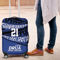 Fiji Rugby Pacific Custom Luggage Cover Pasifika Tapa Pattern LT9 Blue - Polynesian Pride