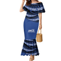 Fiji Rugby Pacific Custom Mermaid Dress Pasifika Tapa Pattern LT9 Women Blue - Polynesian Pride