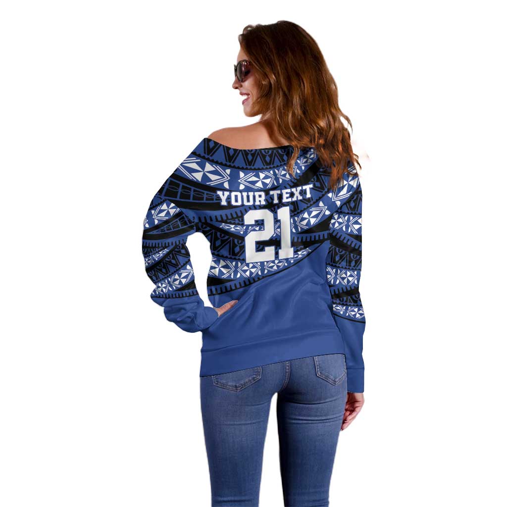 Fiji Rugby Pacific Custom Off Shoulder Sweater Pasifika Tapa Pattern LT9 - Polynesian Pride