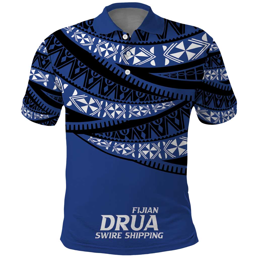Fiji Rugby Pacific Custom Polo Shirt Pasifika Tapa Pattern LT9 Blue - Polynesian Pride