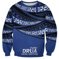 Fiji Rugby Pacific Custom Sweatshirt Pasifika Tapa Pattern LT9 Unisex Blue - Polynesian Pride