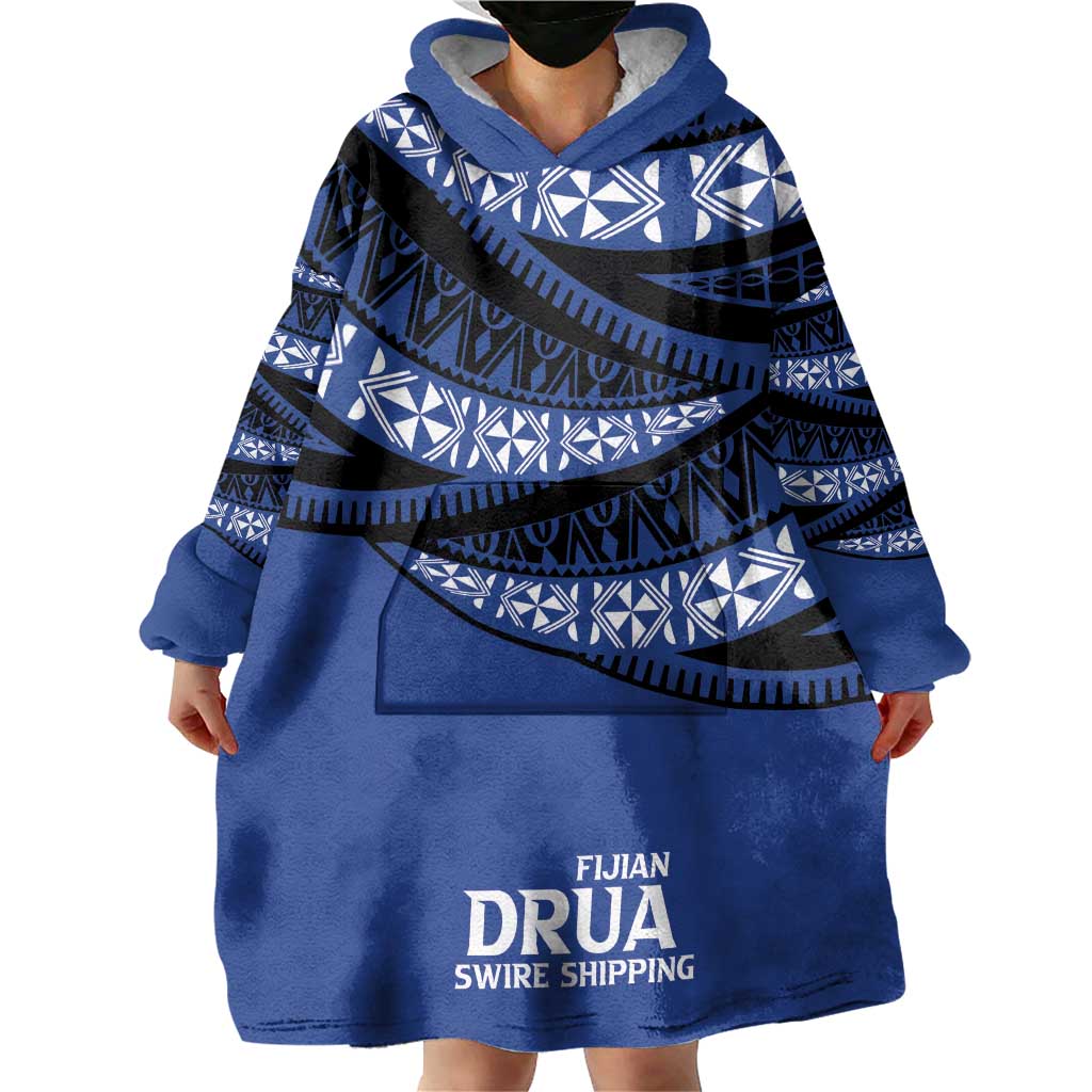 Fiji Rugby Pacific Custom Wearable Blanket Hoodie Pasifika Tapa Pattern LT9 - Polynesian Pride