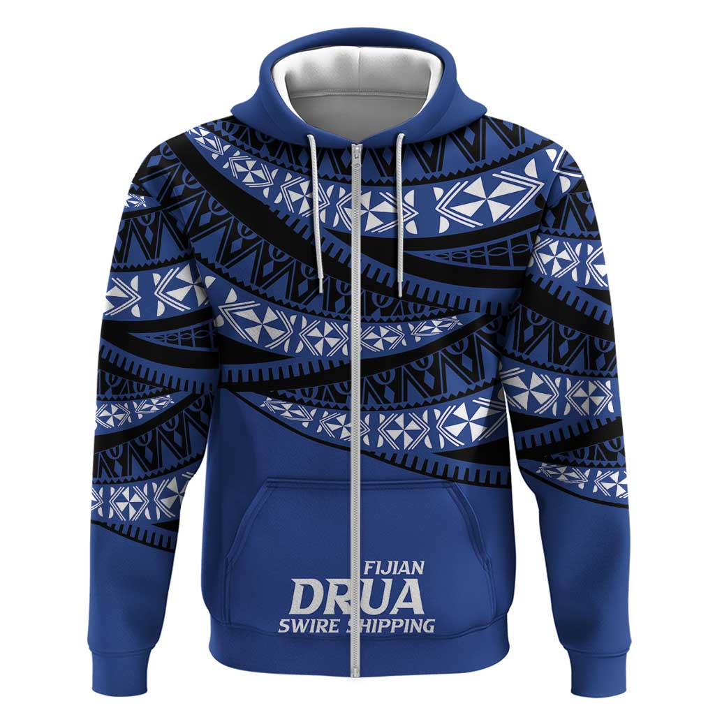 Fiji Rugby Pacific Custom Zip Hoodie Pasifika Tapa Pattern LT9 Zip Hoodie Blue - Polynesian Pride